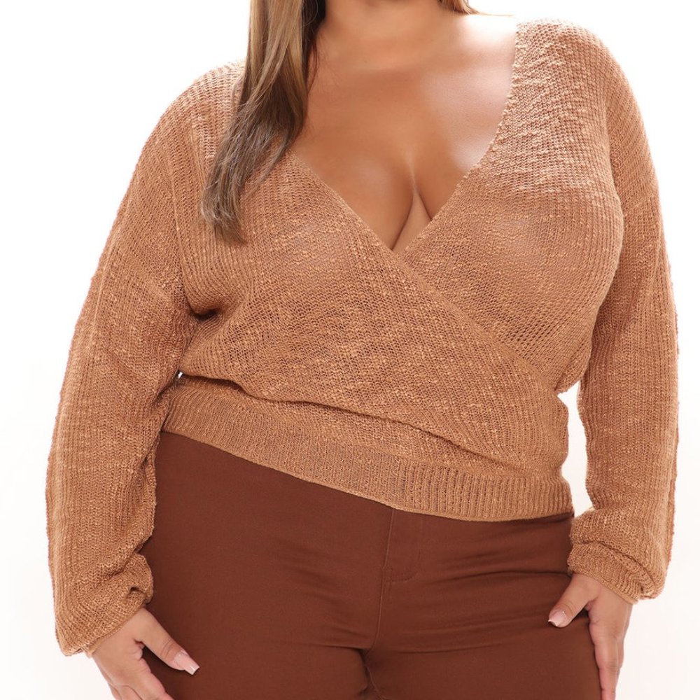 Don't Waste Your Time Surplice Sweater - Camel